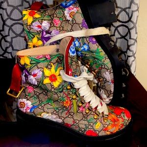 Gucci Ankle Heeled Floral Boots (39) Style No 602184